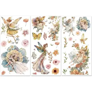 3 Sheets Fairy Flowers Rub on Transfers for Furniture Watercolor Flower Rub on Stickers for  Dressers Wardrobe Scrapbooking Crafts Decorative Old Furniture Renovation Transfer Sticker