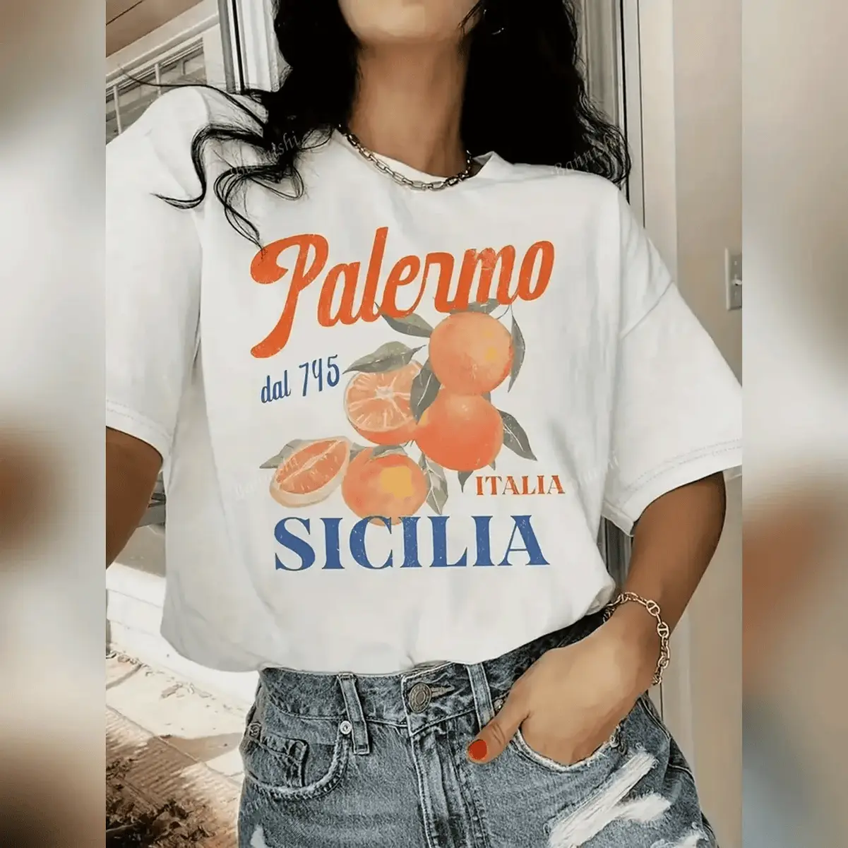 Retro Palermo Graphic Tshirt, Unisex Oversized Shortsleeve Cotton Top with Round Neck and Reinforced Stitching, T-Shirt, Soft Cotton, All Seasons, Athletic, Casual, Classic