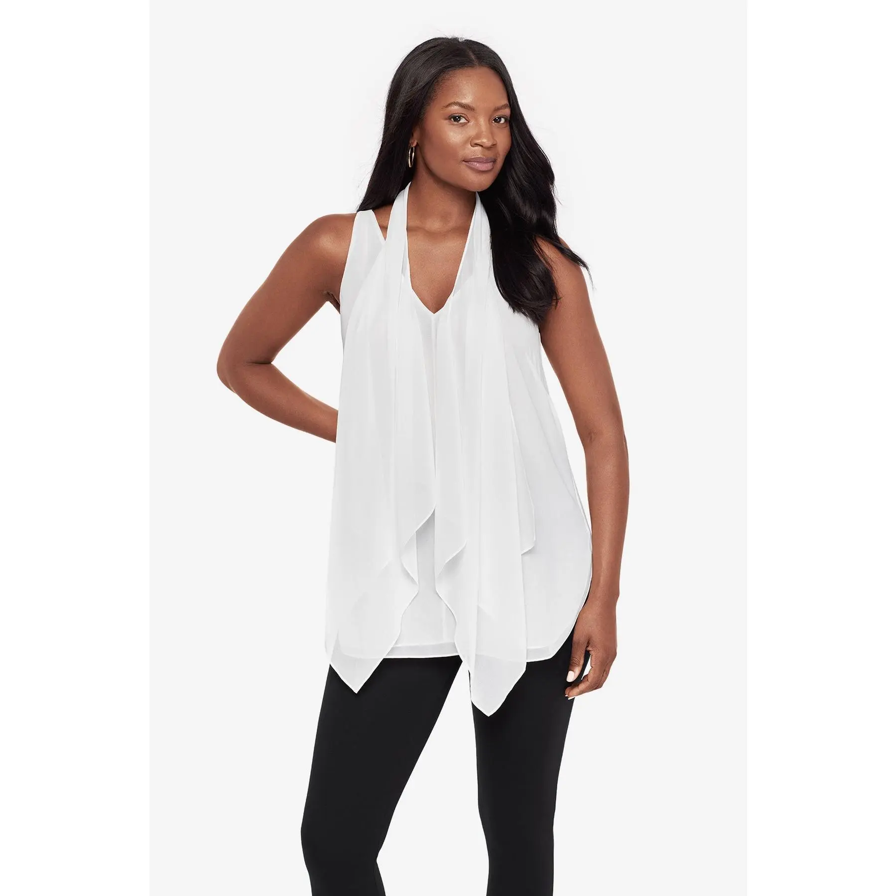 Soft Georgette Layered Tunic in Ivory