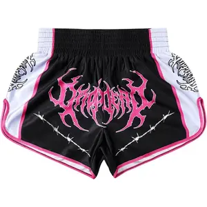 Men's Muay Thai Shorts Boxing Shorts Costume Elastic Waisted Letter Graphic Split Shorts Track Training Gym Clothing