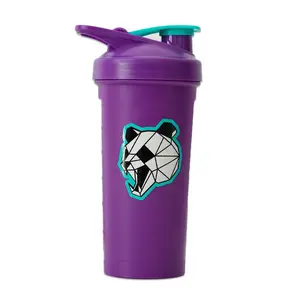 New Purple & Blue Angry Panda Head Shaker Hydration Tumbler Sports Bottle