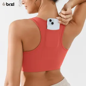 BRXL Women's Zip Front Sports Bra Wireless Post-Surgery Bra Active Yoga Sports Bras