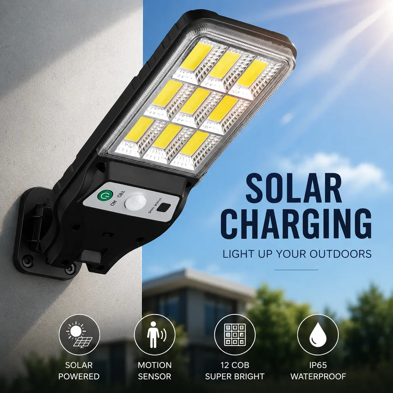 Outdoor Solar PIR Motion Sensor Wall Light, High-Lumen LED Security Lamp, Auto On/Off Energy-Saving, High-Efficiency Solar Charging Panel, Waterproof for Garden, Walkway