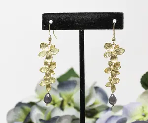 Bloodshot Iolite Hydrangea Earrings