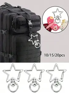 5/10/15 Pack, Zinc Alloy Star-Shaped Silver Color Carabiner Clips, Spring Clips for Keychains, Bag Decoration, Pendants, Bag Charms, Accessories For Bags, Ideal Gift for Students & Young Professionals