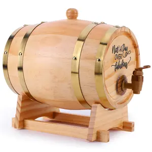 3L Engraved Wooden Whiskey Barrel with Stand & Spigot, Vintage Whiskey Barrel Dispenser for Cocktails Bourbon Rum Tequila Beer Home Bar Restaurant
