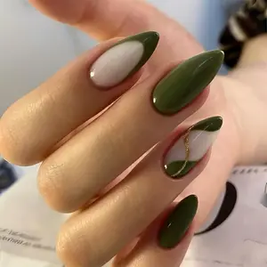 24 French Almond Nail Tips | Minimalist Design | Easy Press-On