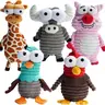 Nocciola 5-Piece Polyester Blend Animal Print Barnyard Dog Toys, Interactive Chew, Squeaky, Durable Cartoon Plush, Teeth Cleaning Stimulating, for Small to Large Dogs, Christmas Gift