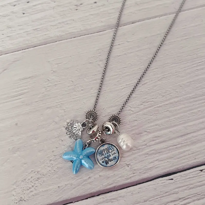 Happiness Comes in Waves Jumble Charm Necklace