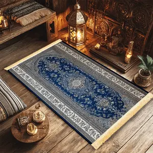 1pc Lan Yun Huazhang Prayer Mat - Muslim Prayer Rugs, 100% Polyester, Machine - Washable, Indoor/Outdoor Use, Ideal for Pilgrimage & Meditation, Islamic Wall Art