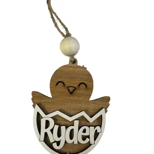 Baby Chick Easter Tag made on reclaimed wood , great Easter basket tag Gift Ornaments