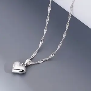 Silver Heart Pendant Necklace for Women Unique Design Casual Wear Valentine s Day Gift Party Elegant Fine Craftsmanship Jewelry Accessory circle chains mothers day gift womens gifts necklaces for women chains beach