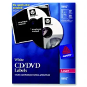 Avery 1081635 CD-DVD Laser Printer Label, White