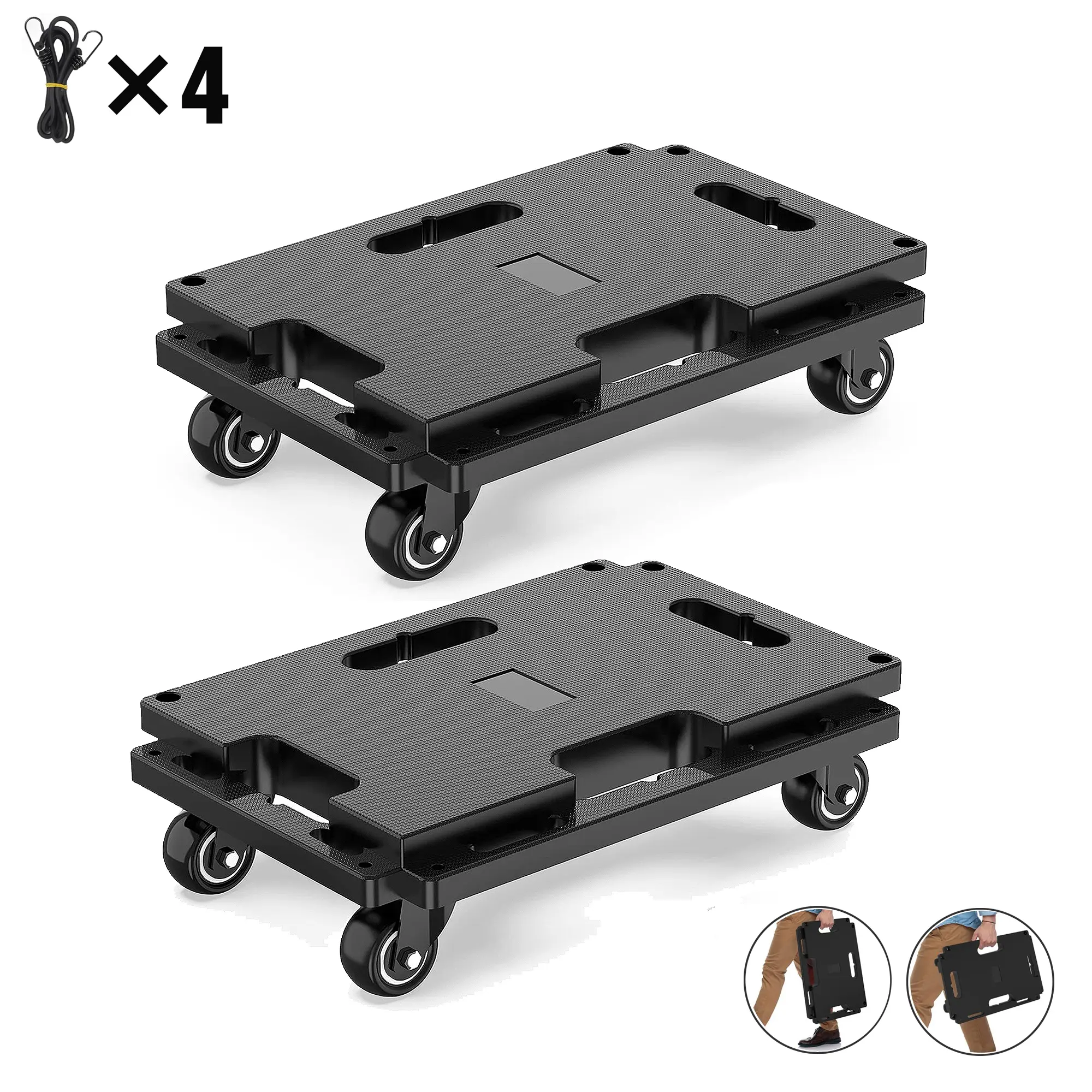 2 Pack Furniture Mover Dolly 4 Wheels Heavy Duty Small Furniture Moving Dollies Rollers with 4 Wheels 440 Lbs Capacity Rolling Platform Interlocking Design Flat Dolly with Wheels, Black Summervibes