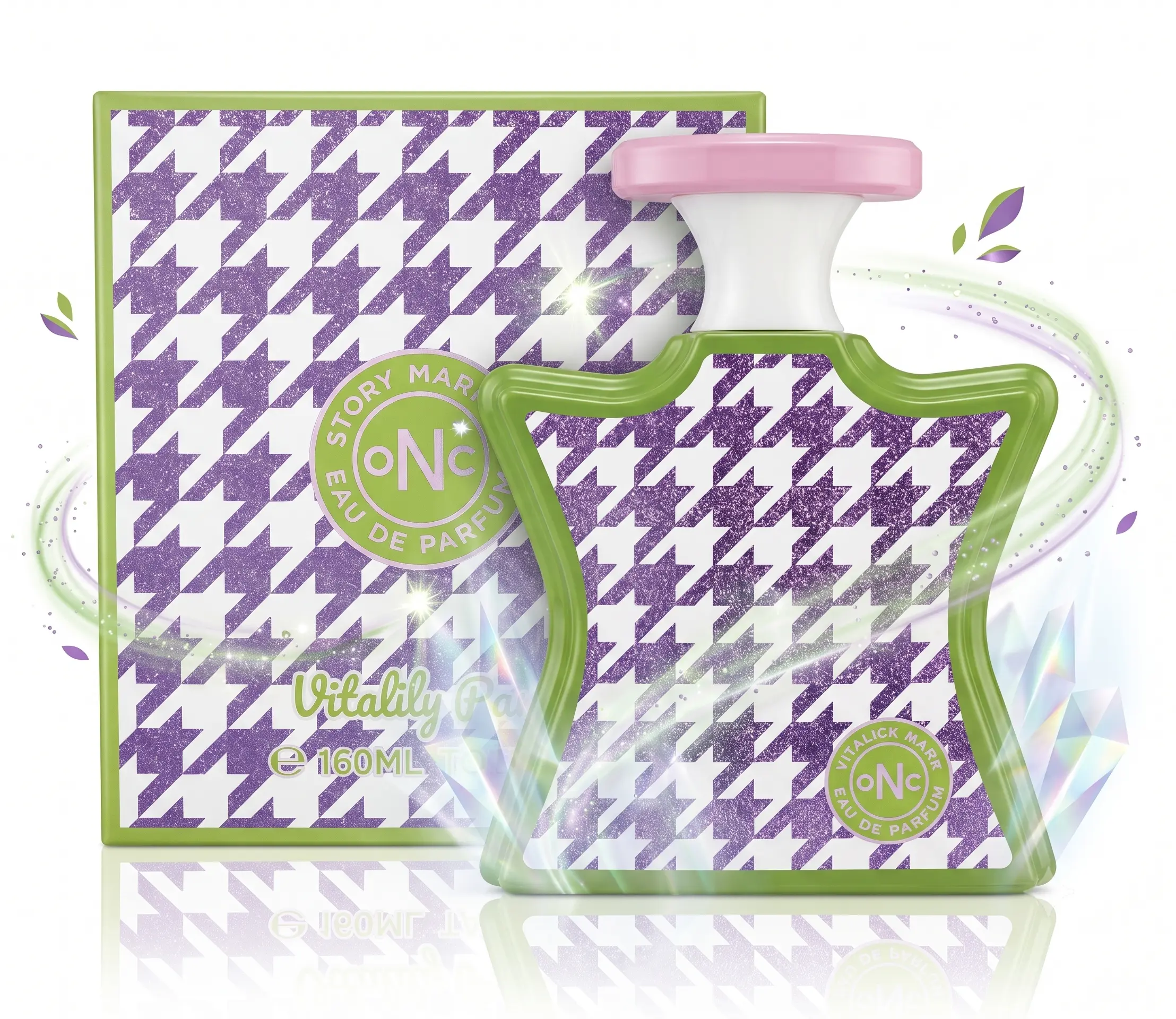 ONC Vitality Perfume 100ml - Y2K Houndstooth Glitter Bottle, Long Lasting Floral Fragrance for Women, Unique Fashion Gift 3.4oz