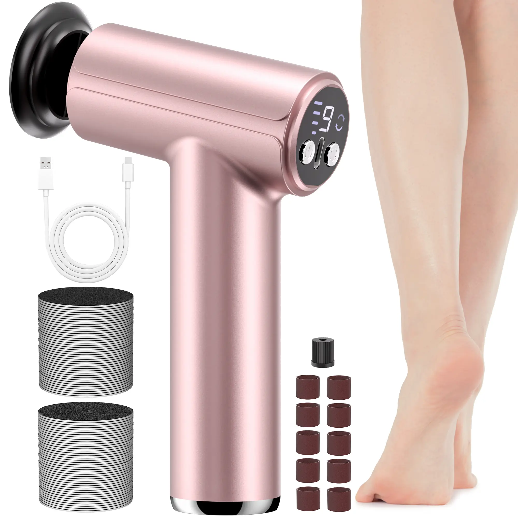 Drivox Electric Foot Callus Remover Kit Rechargeable Adjustable Speed Waterproof Cordless Foot File Pedicure Tool For Dead Hard Cracked Dry Skin Manicure Nail Care