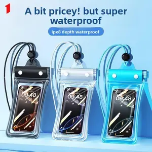 Airbag Style Waterproof Phone Bag, Touchscreen Compatible, Essential for Swimming, Hot Spring Bathing, Rafting, Water Play, Thickened Waterproof Phone Case Waterproof Phone Pouch, 2 Counts Clear Waterproof Cell Phone Case Lanyard for iPhone Galaxy Up To 7
