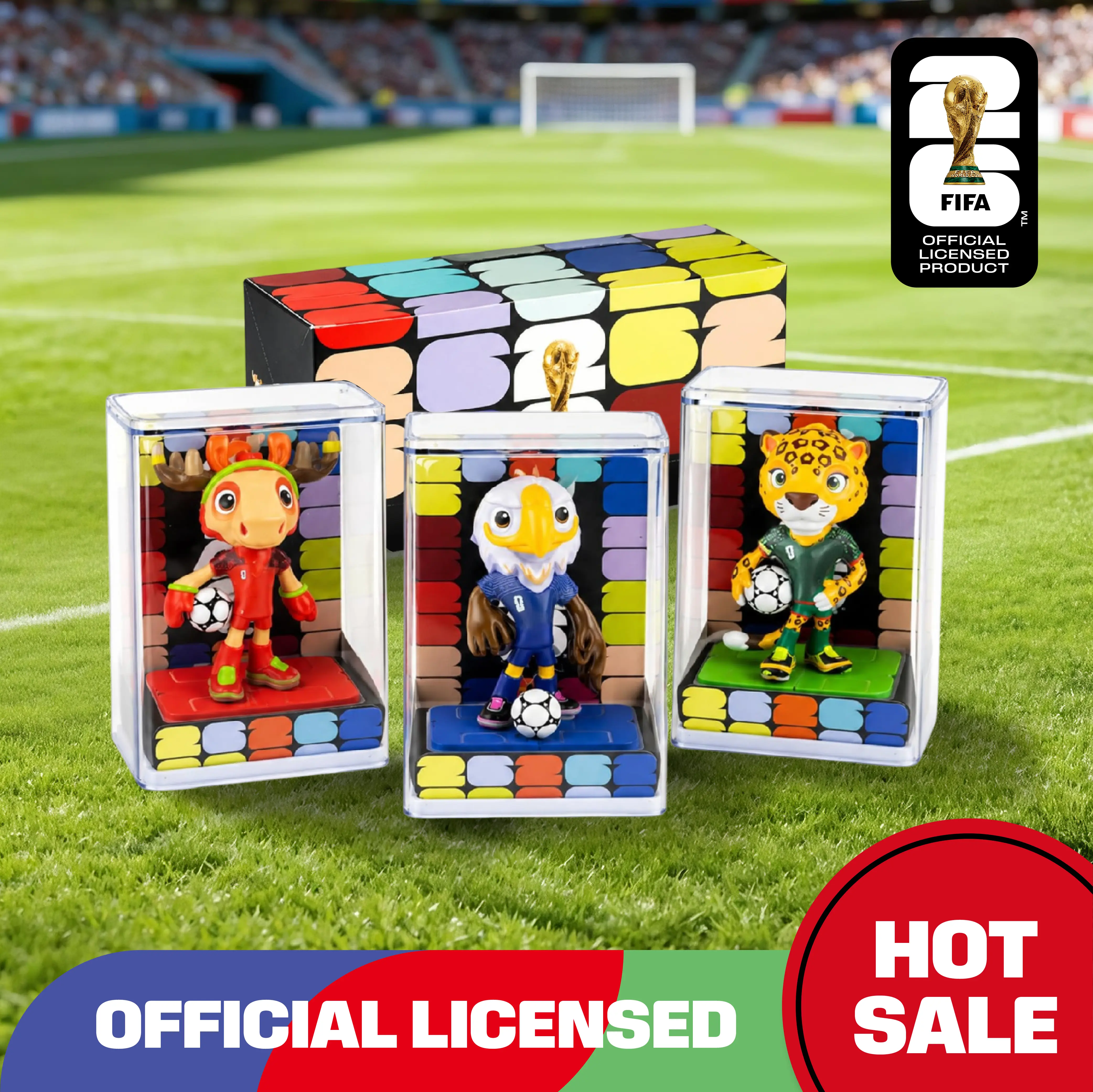 [Set of 3] FIFA 2026 World Cup Mascot Official Licensed Toy Figurines Collectable Soccer (Maple, Zayu & Clutch) Summervibes outdoorfun anime collectible,summerwins Figures Set