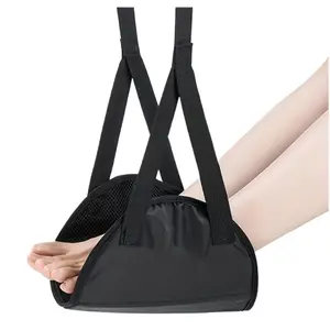 Adjustable Black Airplane Foot Rest Strap for Travel Office Outdoor Car Lightweight Portable Leg Hammock