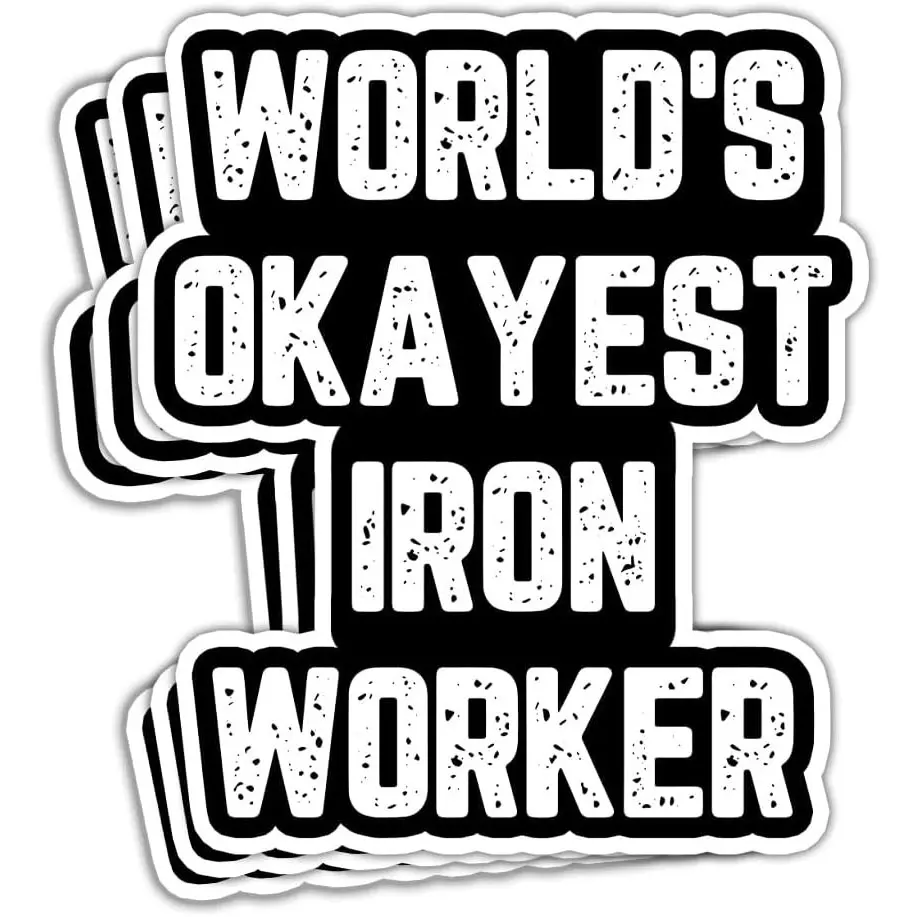 COMBO 3PCS World's Okayest Ironworker Sticker, Electrician Welder Construction Union Ironworker Lineman Sticker, Decoration for HardHat Laptop Sticker