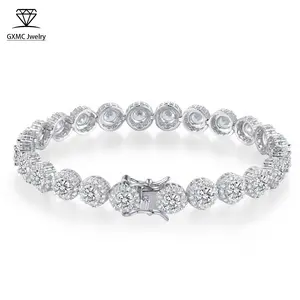 Tennis Bracelet 8mm Round cut VVS Gemstone Flower Shape Bracelet Men and Women Fashion Jewelry.18K gold and white gold - plated bracelets.TikTokShopBlackFriday