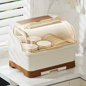 Kitchen Dishes Storage Box, 1 Count Cutlery Drain Storage Box with Lid, Household Tableware Storage Organizer for Kitchen Dining Room