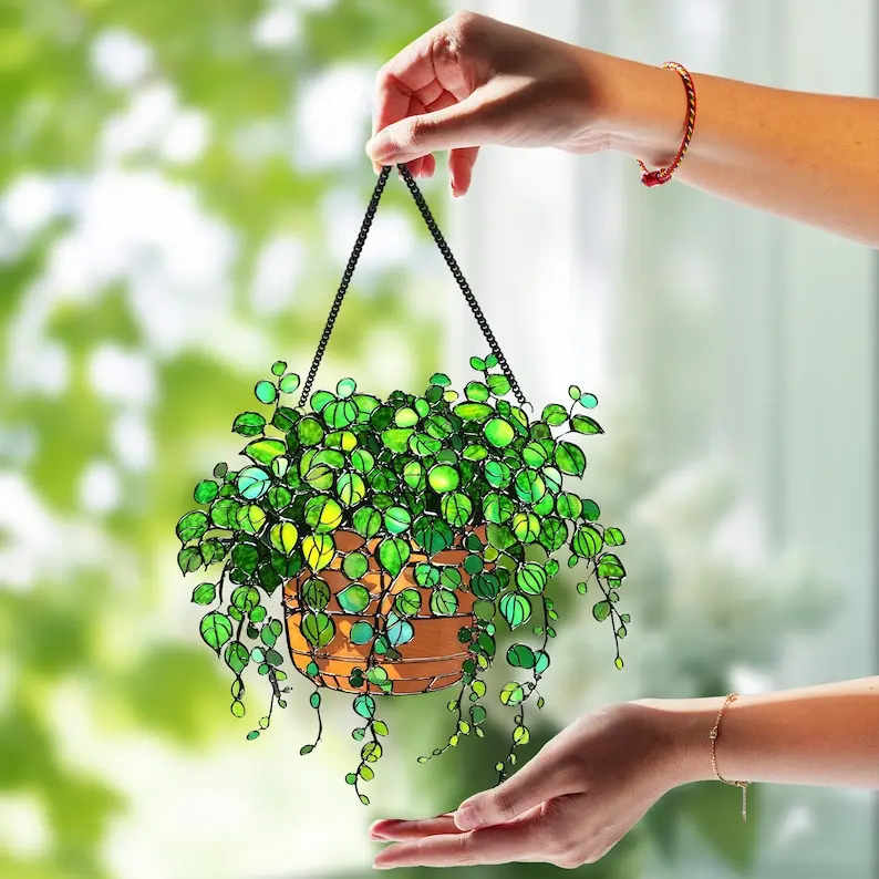 String of Turtles Suncatcher: Acrylic Greenery Window Décor