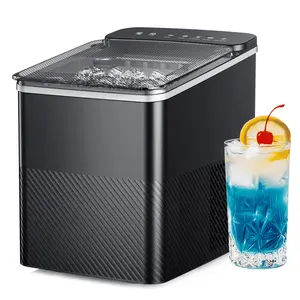 Simzlife Countertop Bullet Ice Maker, 9 Cubes Ready in 6 Mins, 26lbs Daily Capacity, Self-Cleaning with Scoop & Basket, 2 Sizes for Home Kitchen, Office