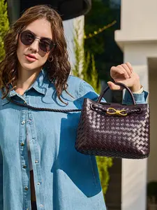 Women's Woven Tote Bag, 2026 New Design, Leather Shoulder Bag, Designer Top Handle Wallet, Medium Size, Daily Wear, Holiday Gift