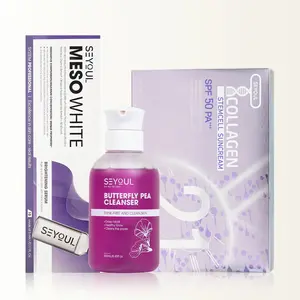 Seyoul Combo Daily Skin Defense - Cleanse Brighten Protect with Butterfly Pea Cleanser, Meso White & T Collagen Suncream SPF 50+ - Holiday Exclusive Set