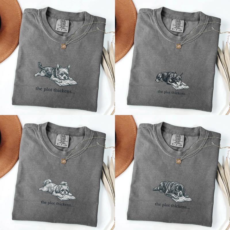 Women’s Comfort Colors Casual Short-Sleeve Dog T-Shirt – Comfortable Everyday Fabric, 30+ Dog Breeds Graphic, Book Lover Literary Gift for Pet Moms – HavenSelectt