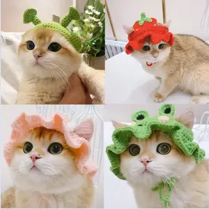 Handmade Knitted Hat Cute Style Snug Fit Unique Pet Costume Headwear for Various Cats or Small Dogs, Adorable Pet Accessory, Perfect for Parties and Photoshoots, Clothing