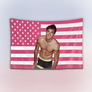 Jacob Elordi Pink Tapestry, Vintage Actor Wall Hanging Decor, Retro Heartthrob Art Banner, Bedroom Aesthetic Wall Art, Gift for Fans