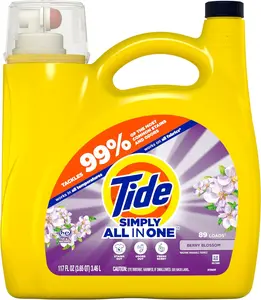 89 Loads 117 fl oz Simply All-In-One Liquid Laundry Detergent, Berry Blossom Scent