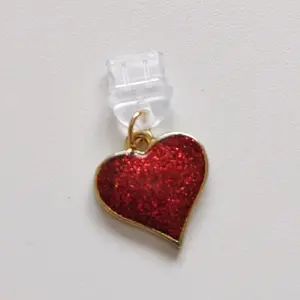 Red Gilter Heart Dust Plug for Kindle Android Phone Charm USB-C Cellphone Smartphone Personalized Handcrafted Accessory