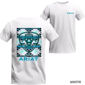 Ariat Western Aztec T-shirt, Country Cowboy Native Print Tee, Stylish Outdoor Work Shirt