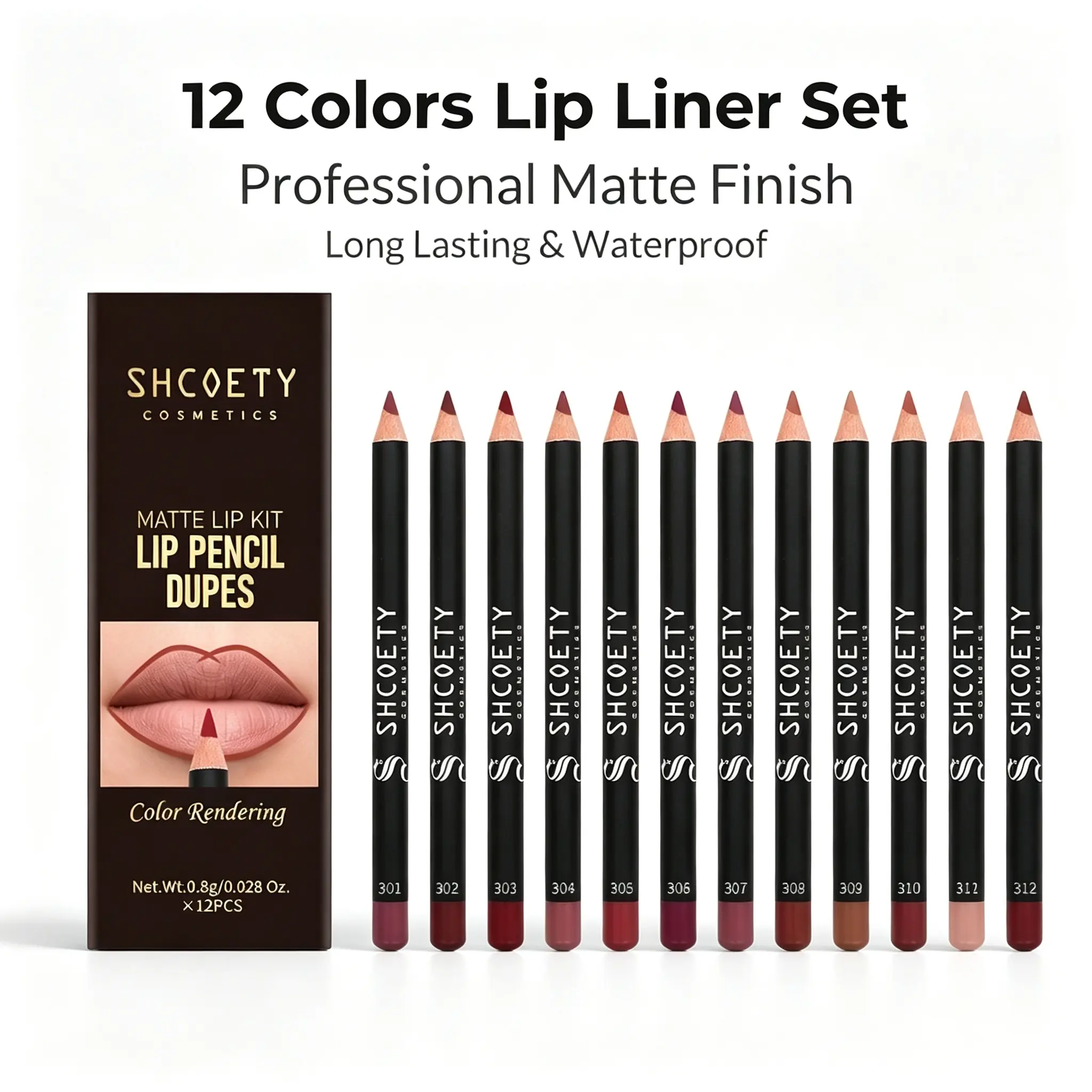 Lip Liner - 12Pcs Lip Liner Set, Long Lasting &Waterproof Lip Stain for Women, 2 in 1 Lip Liner& Eye Liner Pencil, Matte Smooth Textured &Long wearing Lipstick & Lip Pencil