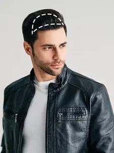 Men's Forehead Hairline Replacement, Natural Look Human Hair Forehead Hairline Replacement System for Men, Mens Hairpiece for Receding