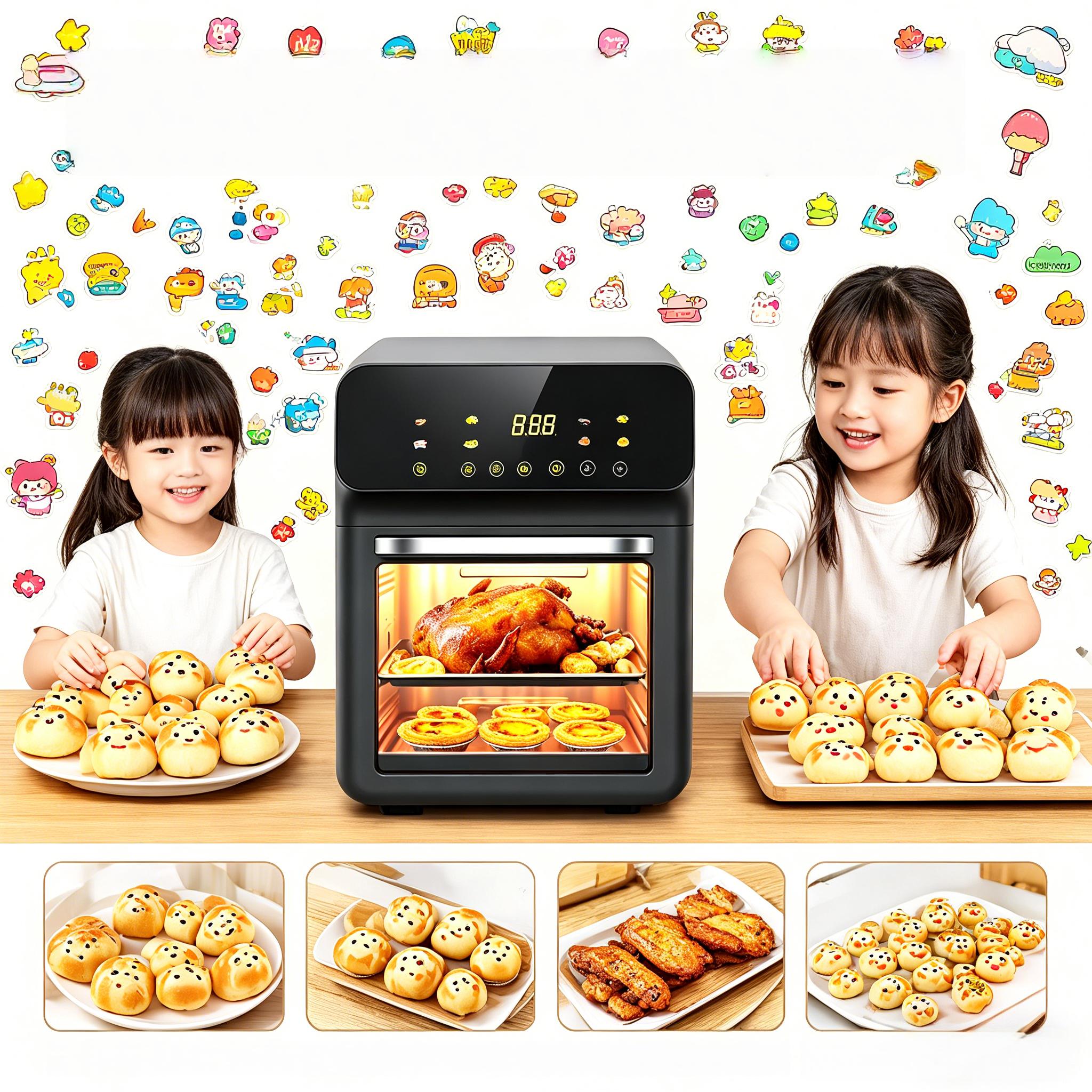 1pc Family Smart Air Fryer Oven, Touch Screen Visible Window, Stainless Steel Non-Stick, Low Oil Healthy, Multifunctional for Roasting Baking Frying, Countertop French Fries Maker for Home Kitchen Daily Use Glass