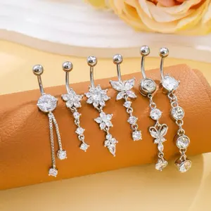 6 Piece Golden Floating Belly Rings