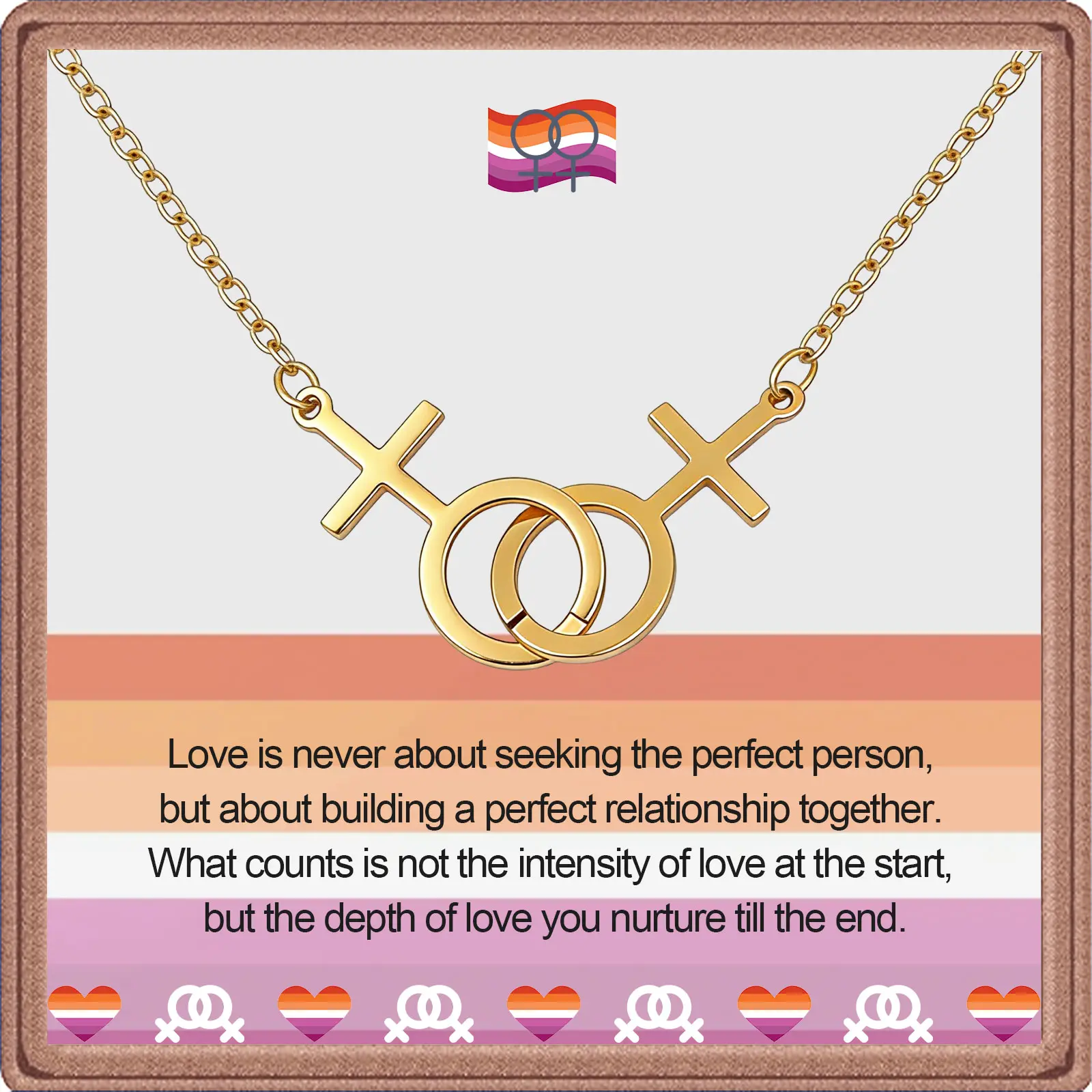 Lesbian Necklace, Lesbian Pride Gifts for Couples, LGBT Pride Jewelry for Wedding Anniversary Birthday