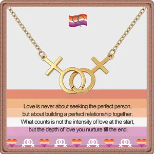 Lesbian Necklace, Lesbian Pride Gifts for Couples, LGBT Pride Jewelry for Wedding Anniversary Birthday