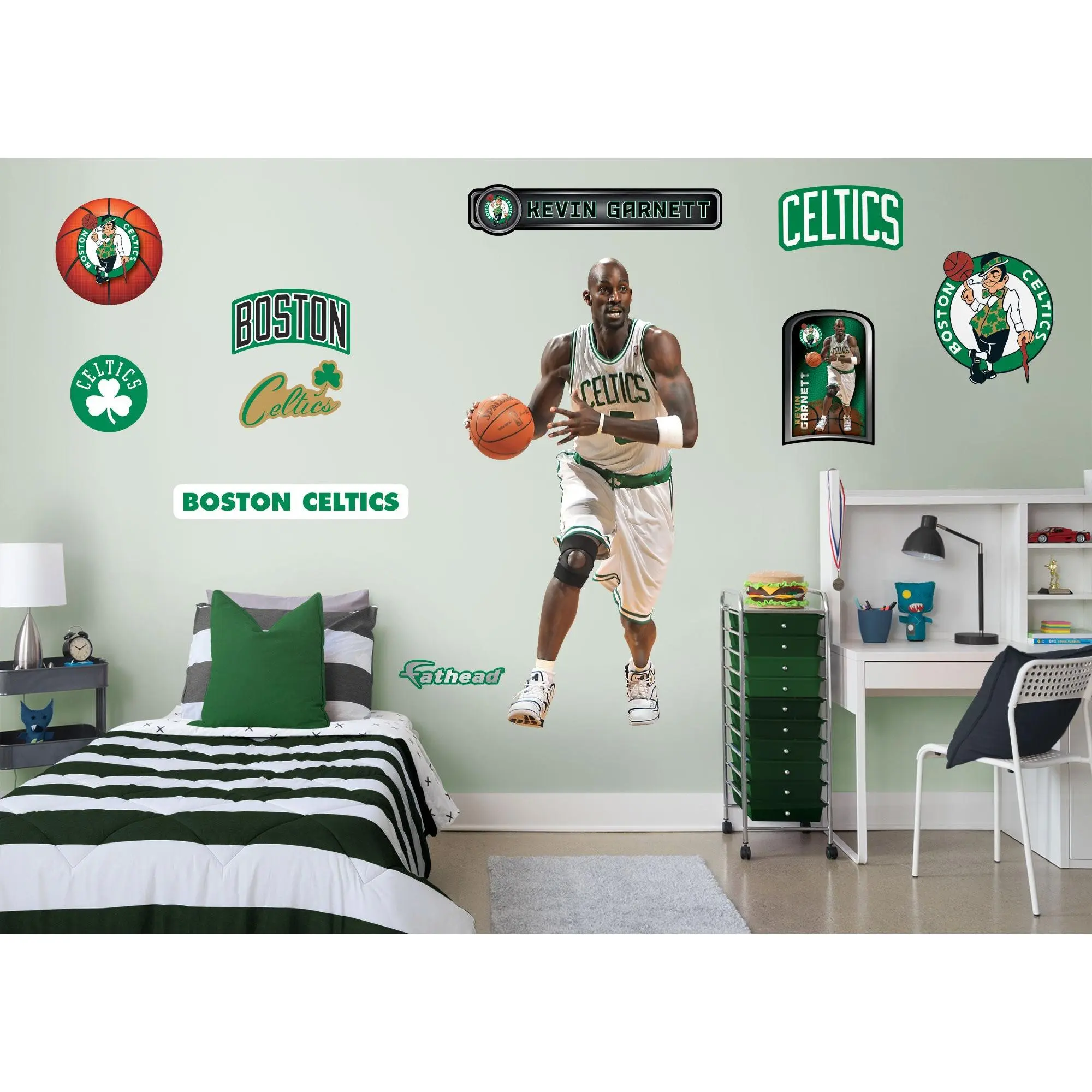 Kevin Garnett RealBig Legend Collection Official NBA Boston Celtics Reusable Vinyl Decorative Stickers - Man-Targeted Room Wall Stickers, Customizable Easy-Remove Home Decor Accents