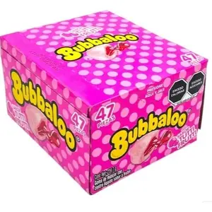 Bubbaloo Tutti Frutti Chewing Bubble Gum with Liquid Filled Center Box of 47 Pieces Mexican Candy Dulces Mexicanos Adams