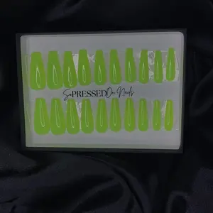 In the Limelight Neon Green Coffin Acrylic Press On Nails