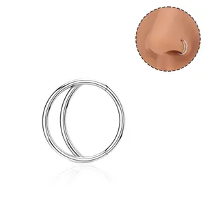 Oufer 20G Front Side Double Hoop Hinged Segment Nose Ring Stainless Steel Durable Corrosion Resistant Unique Stylish Design