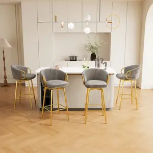 30 inch Dining Chairs Set of 4 Modern style 360° Swivel Bar Chairs with simple design, comfortable high stools, and flexible dining chairs suitable for bars, restaurants,Velvet Bar Chair