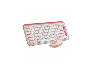 Logitech - POP ICON COMBO Compact TKL Bluetooth Keyboard and Mouse Bundle with Programmable Quiet Keys and Buttons - Rose & Off-White