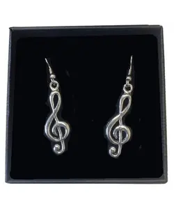 Treble Clef Pewter Earrings