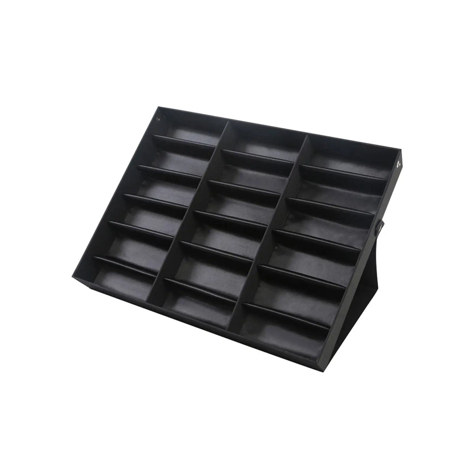 18 Grid Eyeglass Display Case, Velvet Lined Jewelry Organizer Box with Clear Lid, Multi Layer Stackable Glasses Collector Showcase for Retail Store, Luxury Sunglasses Watch Rings Tray Storage Organizer